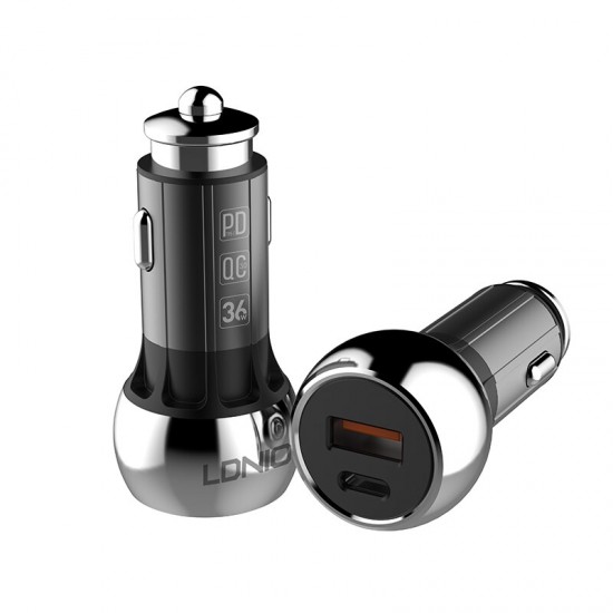 LDNIO C1 36W PD + QC3.0 Dual Mode Fast Car Charger with Cable