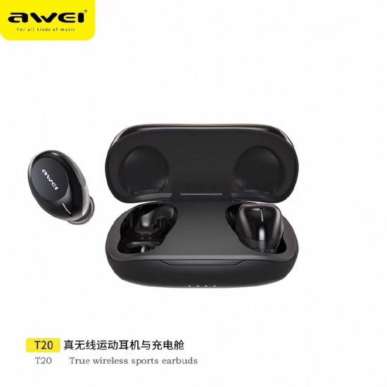 AWEI T20 SMART TOUCH DOUBLE EAR TRUE WIRELESS SPORTS EARBUDS WITH CHARGING CASE