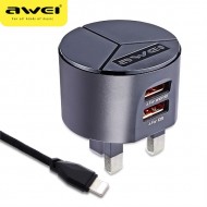 Awei C-940 Power Charger Fast Charger Kit 2 USB Port with iPhone Cable Awei C-940 Power Charger Fast Charger Kit 2 USB Port with iPhone Cable