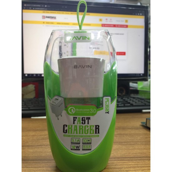 BAVIN PC358Y QC3.0 Fast Charger 18W 3.1A with iPhone Cable 1m