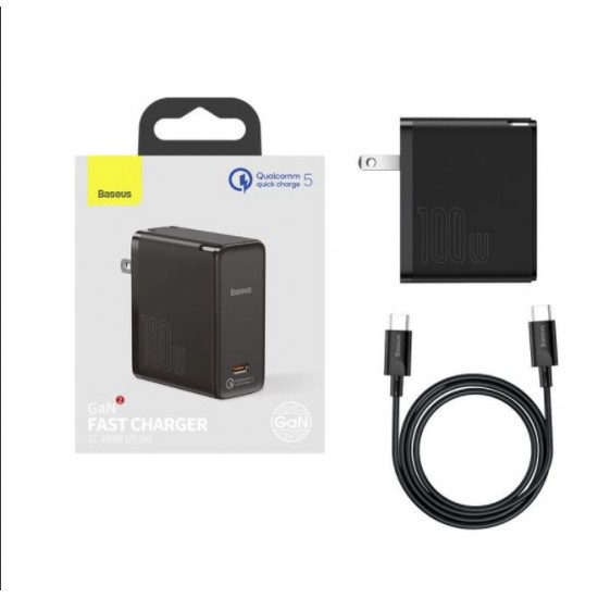 BASEUS GAN2 QC5.0 1C 100W CN Set Small & Portable with Foldable Pins Fast Charger BASEUS GAN2 QC5.0 1C 100W CN Set Small & Portable with Foldable Pins Fast Charger
