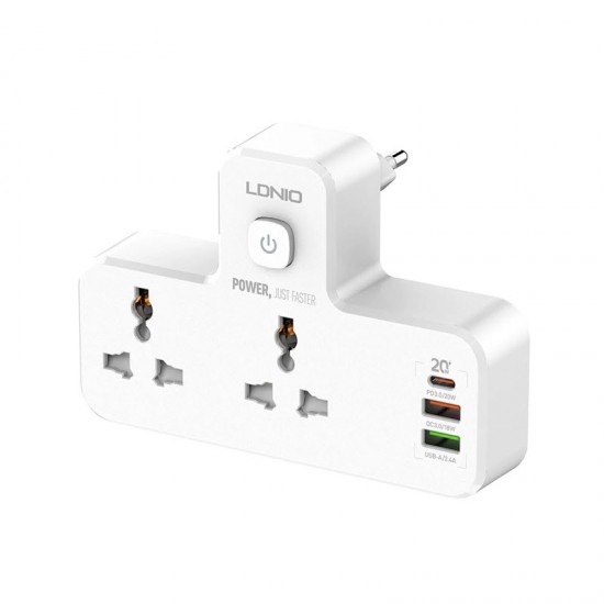 LDNIO SC2311 20W 3-Port USB PD & QC3.0 Charger Extension 2 way Power Socket LDNIO SC2311 20W 3-Port USB PD & QC3.0 Charger Extension 2 way Power Socket