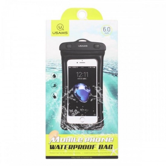 USAMS IPX8 Waterproof Mobile Phone Case Transparent Touchable Pouch Beach Airbag Underwater Phone Bag