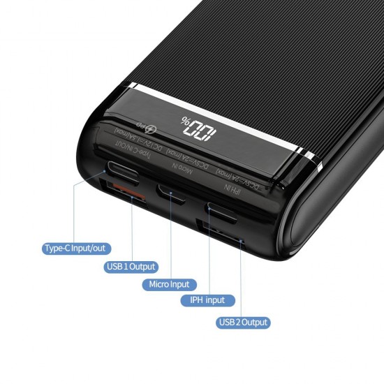 REMAX MUSA RPP-107 PD + QC 10,000mAh FAST CHARGING EXECUTIVE STANDARD POWER BANK with 3 Inputs 2 Outputs