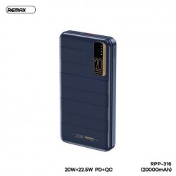 REMAX RPP-316 20000mAh Multi Compatible Fast Charging Power Bank PD20W QC22.5W with 3 Inputs 2 Outputs REMAX RPP-316 20000mAh Multi Compatible Fast Charging Power Bank PD20W QC22.5W with 3 Inputs 2 Outputs