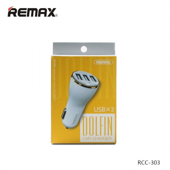 Remax RCC-303 Dolfin Triple USB Car Charger 3.4A for Smartphone