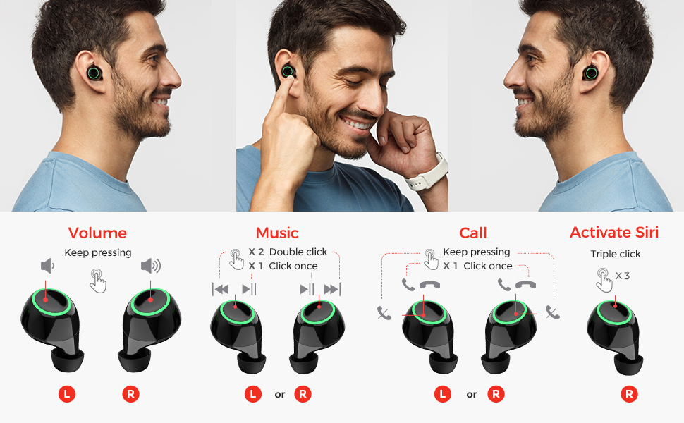 Mpow T6 TWS Earphones Bluetooth Wireless Headphones Touch